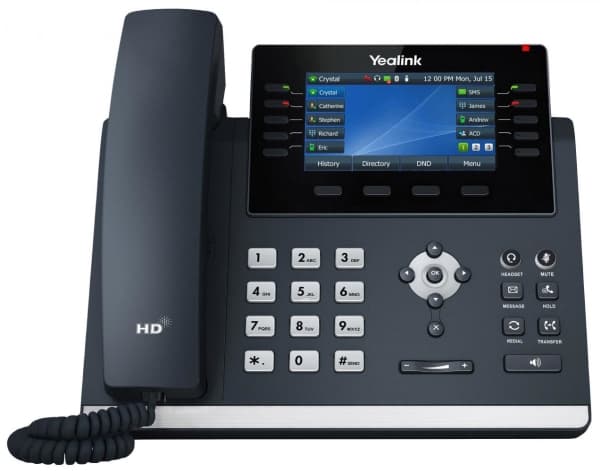 Yealink SIP-T46U - VoIP-telefon med anrops-ID - treveis anropskapasitet - SIP, SIP v2 - 16 linjer - klassisk grå