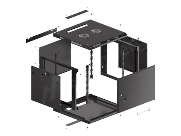 Lanberg WF01-6609-00B, Seinään asennettava laitekehikko, 9U, 60 kg, 23,6 kg, Musta