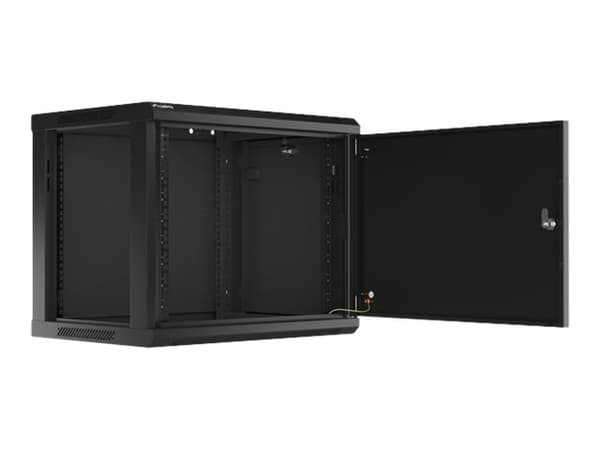 Lanberg WF01 64/66 V2 Series - Rackskap - veggmonterbar - svart, RAL 9004 - 9U - 19"