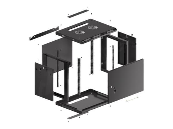 Lanberg WF01 64/66 V2 Series - Rackskap - veggmonterbar - svart, RAL 9004 - 9U - 19"
