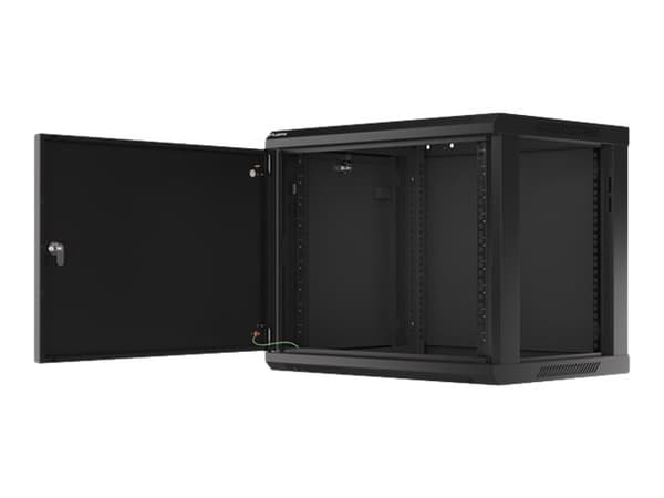Lanberg WF01 64/66 V2 Series - Rackskap - veggmonterbar - svart, RAL 9004 - 9U - 19"