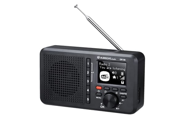 Albrecht DR 86, Henkilökohtainen, Digitaalinen, DAB+, FM, 87,5 - 108 MHz, 174 - 240 MHz, LCD
