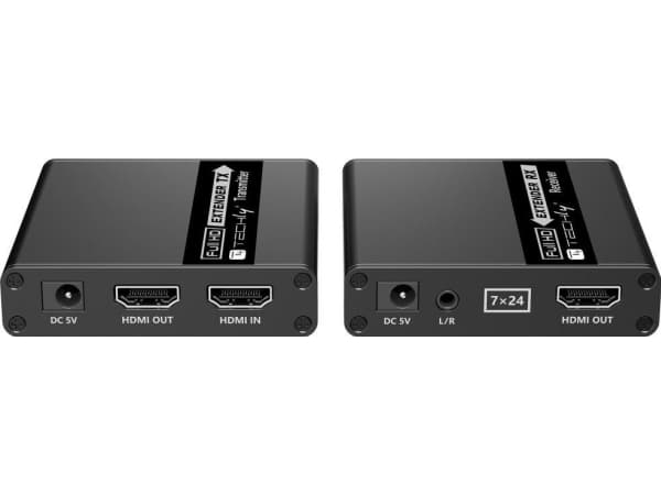 Techly IDATA EXT-E223, 1920 x 1080 pixlar, Sändare och mottagare för AV-utrustning, 70 m, Kabel, Svart, HDCP