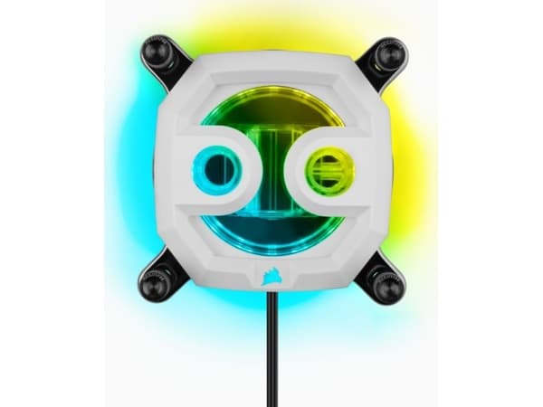 Corsair Hydro X Series XC7 RGB PRO, Vesiblokki, Kupari, Nikkeli, Nailon, Valkoinen, Kanta AM4, 1/4", 60 °C