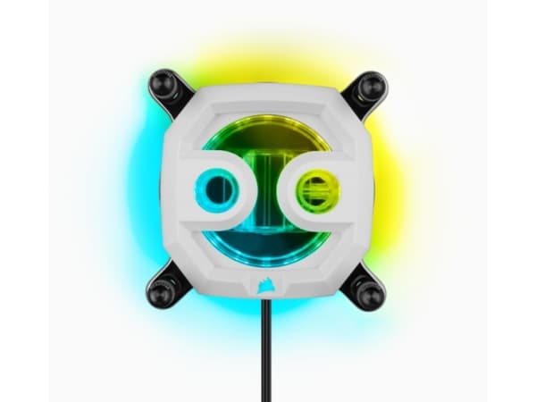 Corsair Hydro X Series XC7 RGB PRO, Vesiblokki, Kupari, Nikkeli, Nailon, Valkoinen, Kanta AM4, 1/4", 60 °C