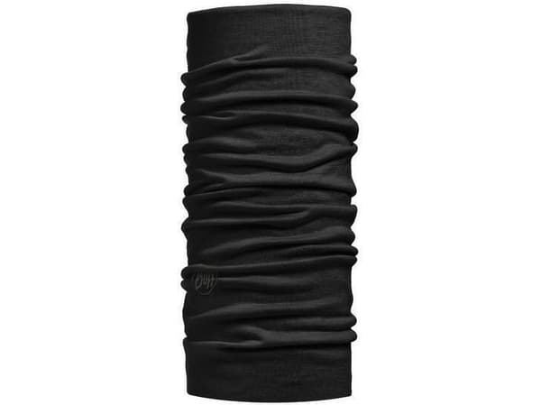 Buff multifunksjonelt skjerf Lett merinoull Solidblack