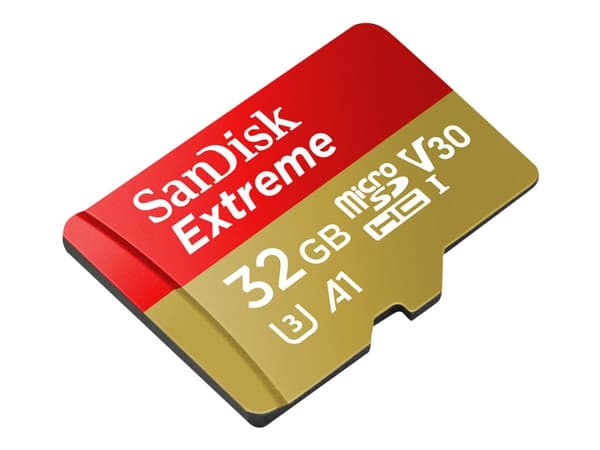 SanDisk Extreme - Flash-minneskort (adapter, microSDHC till SD inkluderad) - 32 GB - A1 / Video Class V30 / UHS-I U3 / Class10 - microSDHC UHS-I