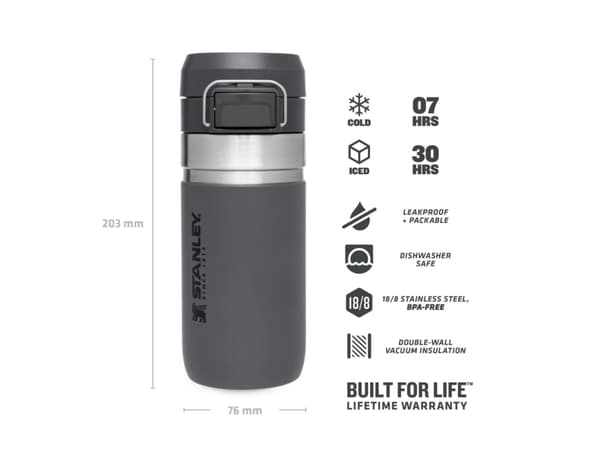 Stanley 10-09148-025, 0,47 l, Grå, Rustfritt stål, 7 timer, 76 mm, 203 mm