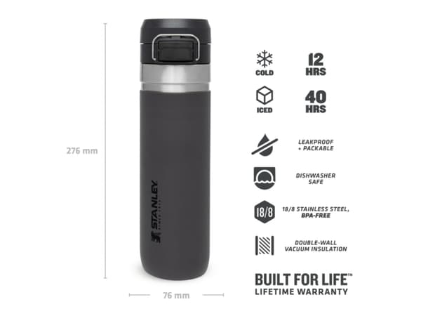 Stanley 10-09149-030, 0,7 L, Musta, Ruostumaton teräs, 12 h, 76 mm, 276 mm