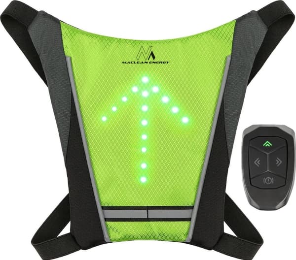 Maclean LED-vest/rygsæk, med fjernbetjening, MCE420 Lithum 3,7V 500mAh batterier, 2xCR2032, vandtæthed: fjernbetjening IPx5, vest IPX2