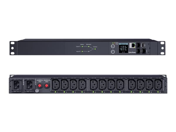 CyberPower Switched ATS PDU44004 - Strømfordelerenhet (kan monteres i rack) - AC 200-240 V - enkeltfase - Ethernet, serial - inngang: 2 x IEC 60320 C