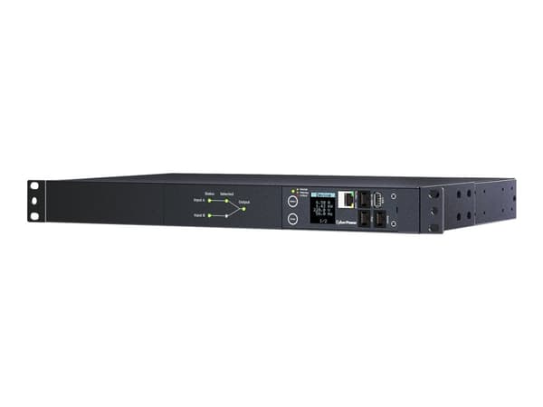 CyberPower Switched ATS PDU44005 - Strømfordelerenhet (kan monteres i rack) - AC 200-240 V - enkeltfase - serial, Ethernet - inngang: 2 x IEC 60320 C Sort