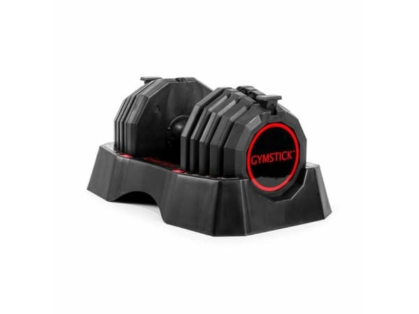 Gymstick 61031, justerbar dumbbell, Sort, Rød, Akrylonitril-butadien-styren (ABS), Termoplastisk gummi (TPR), Nylon, 22,5 kg, 440 x 280 x 215 mm