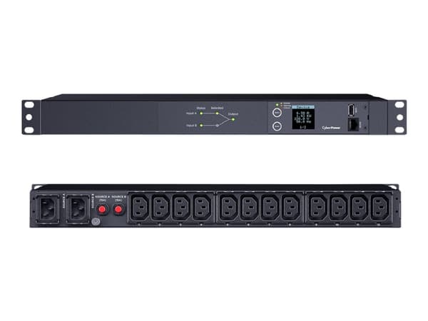 CyberPower Metered ATS Series PDU24004 - Strømfordelerenhet (kan monteres i rack) - AC 200-240 V - enkeltfase - serial - inngang: 2 x IEC 60320 C14 -