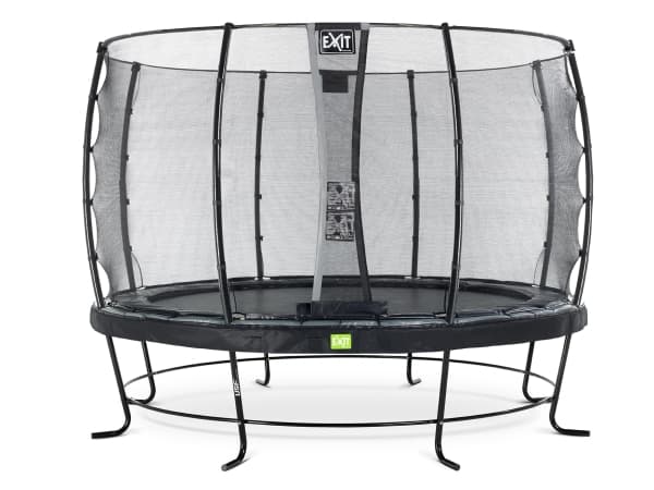 EXIT Elegant trampoline ø366cm with Economy safetynet - black Utomhus Rund Spiralfjäder Upphöjd studsmatta