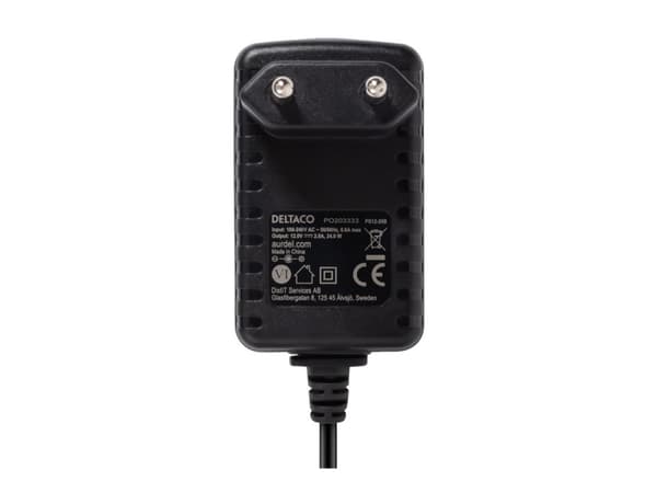DELTACO - Strömadapter - 12V DC, 2A - AC 100-240 V - 24 Watt - svart