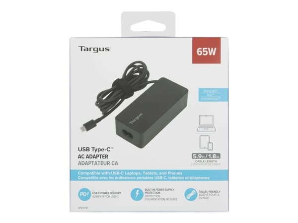 Targus - Strømadapter - 65 watt - PD (24 pin USB-C) - svart