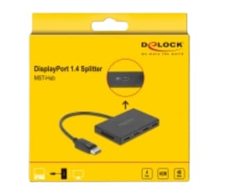 Delock - Video/lyd-splitter - 4 x DisplayPort - stasjonær