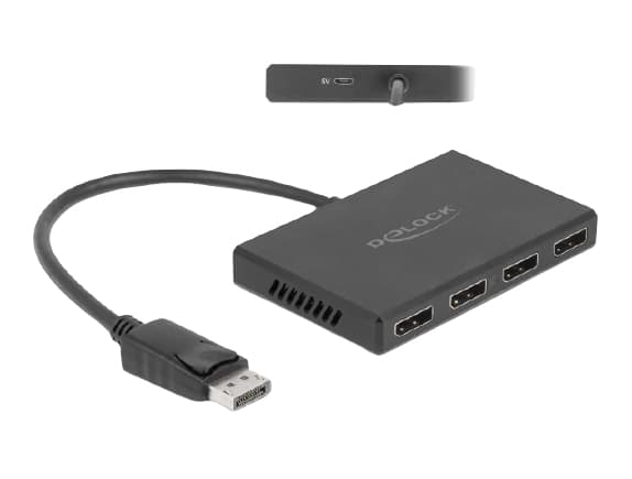 Delock - Video/lyd-splitter - 4 x DisplayPort - stasjonær