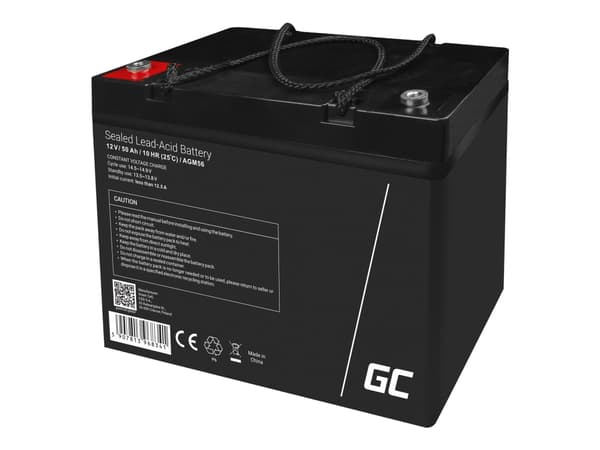 Green Cell AGM VRLA 12V 50Ah vedlikeholdsfritt batteri for gressklipper, scooter, båt, rullestol