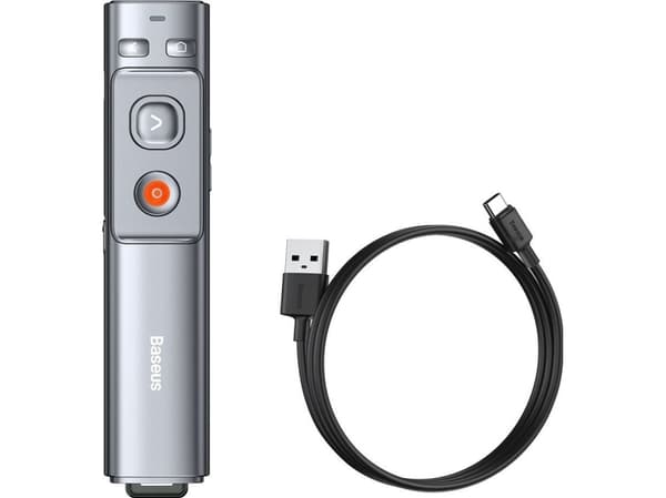 Baseus Multifunctional Baseus Orange Dot presentation remote control, with laser pointer, rechargeable (gray)