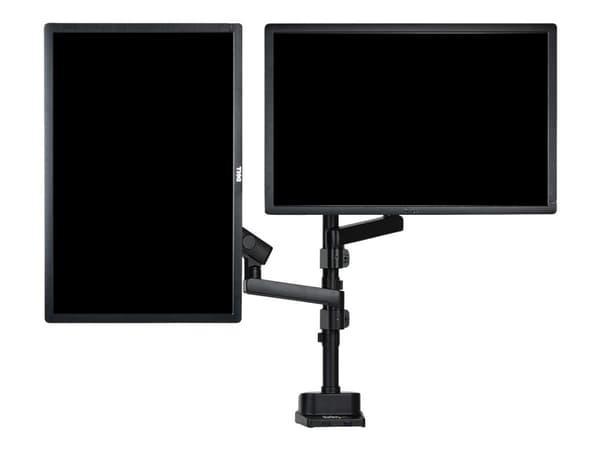 StarTech.com Desk Mount Dual Monitor Arm, Full Motion Monitor Mount for 2x VESA Displays up to 32" (up to 17lb/8kg), Ergonomic Vertical Stackable Arm