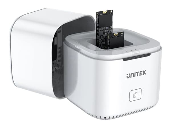 Unitek SyncStation Marshmallow S1207A - HDD dockningsstation - fack: 2 - M.2 - M.2 NVMe Card / PCIe (NVMe) - USB 3.2 (Gen 2) - vit