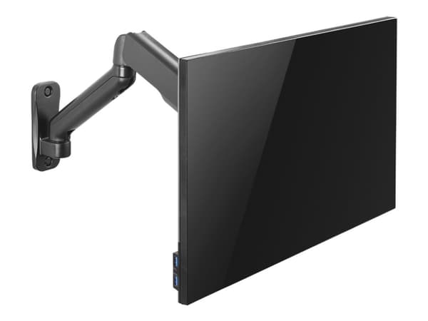 DELTACO Office ARM-0360 - Monteringssats (gasfjäder, vridbar arm) - för LCD-display - stål, plast, aluminium - mattsvart - skärmstorlek: 17"-32" - vä
