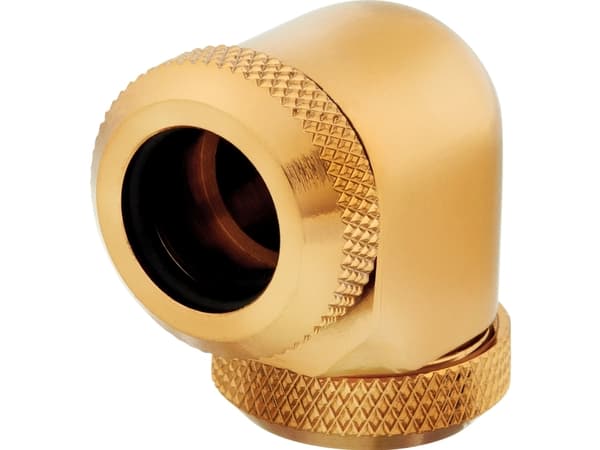 CORSAIR Hydro X Series XF Hardline 90° 12mm OD - Vinklet armatur for væskekjølesystem - gull (en pakke 2)