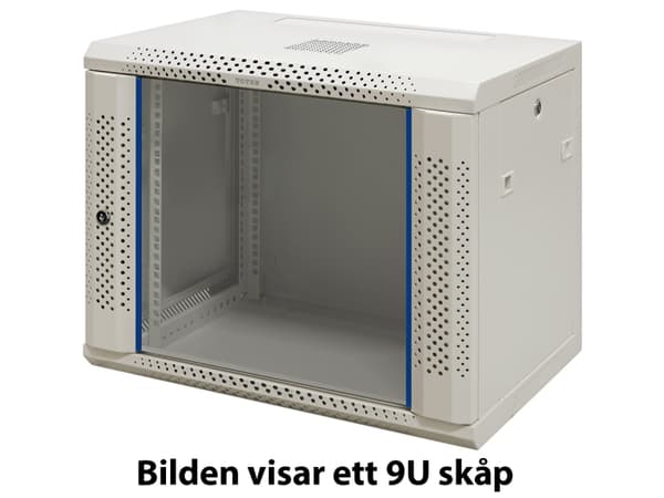 19″ wall cabinet, 6U, 600 × 450, glass door, white