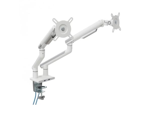 ART L-20GD - Monteringssats - justerbar arm - för 2 LCD-bildskärmar - aluminium - vit - skärmstorlek: 17"-32" - disk-monteringsbar