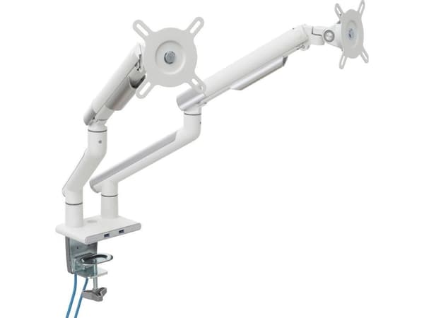 ART L-20GD - Monteringssats - justerbar arm - för 2 LCD-bildskärmar - aluminium - vit - skärmstorlek: 17"-32" - disk-monteringsbar