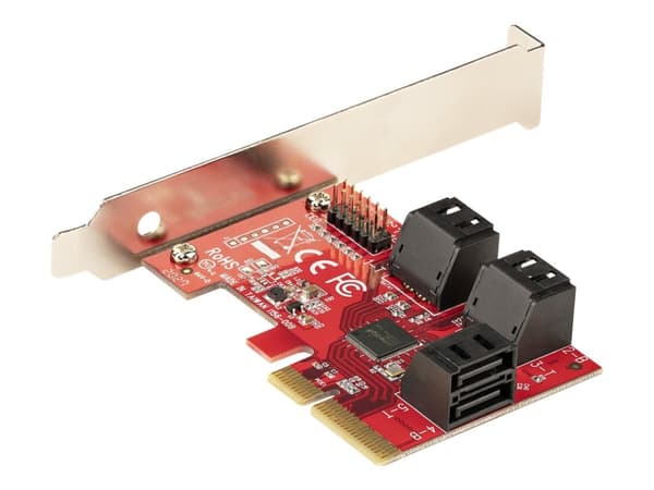 StarTech.com SATA PCIe Card, 6 Port PCIe SATA Expansion card, 6Gbps SATA Card, Low/Full Profile, Stacked SATA Connectors, ASM1166 Non-Raid SATA Contr