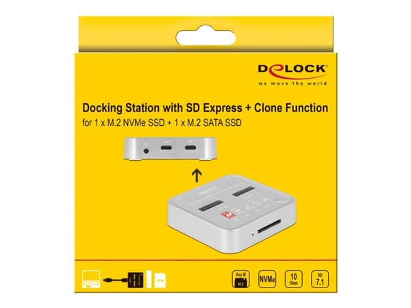 Delock - SSD-dockningsstation - fack: 2 - M.2 - M.2 NVMe Card - USB 3.2 (Gen 2) - silver