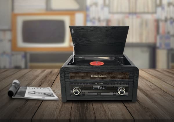 Muse MT-115 W, Sort, Gull, 33,45,78 RPM, Rotasjon, FM, CD, CD-R, CD-RW, J-formet tonearm