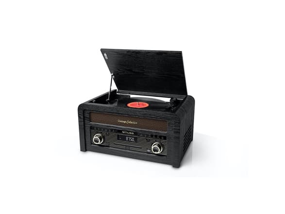 Muse MT-115 W, Sort, Gull, 33,45,78 RPM, Rotasjon, FM, CD, CD-R, CD-RW, J-formet tonearm
