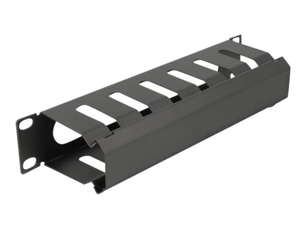 Delock - Rack cable management routing panel - with opening - svart - 1U - 10"