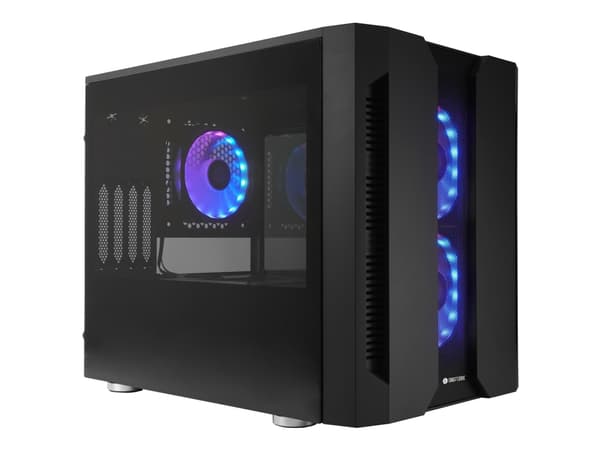 Chieftronic M2 - Cube - micro ATX - genomskinlig sidopanel (härdat glas) - ingen strömförsörjning (ATX) - svart - USB/ljud