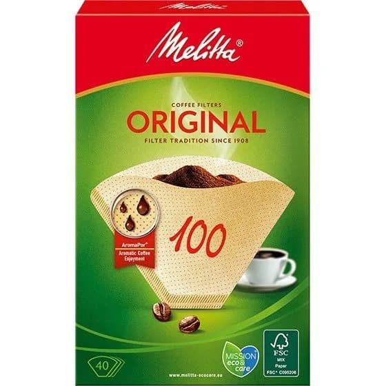 Melitta 12603.3, Kaffefilter, engångs, papper, Brun, CE, 40 styck