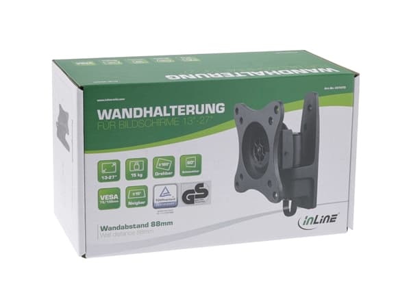 InLine 23107D, 75 x 75 mm, 100 x 100 mm, -15 - 15°, -60 - 60°, Gjuten aluminium, Svart
