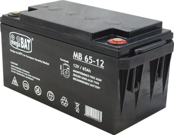 MPL megaBAT MB 65-12 UPS batteri Blybatterier VRLA AGM 12 V 65 Ah Sort