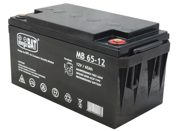 MPL megaBAT MB 65-12 UPS batteri Blybatterier VRLA AGM 12 V 65 Ah Sort