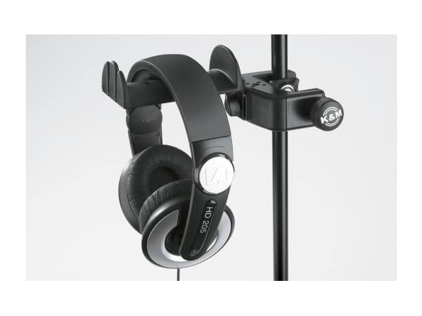 K&M 16085 - Monteringssett (skrivebordsklemmemontering, holder) - for 2 headphones / headsets - stål - svart