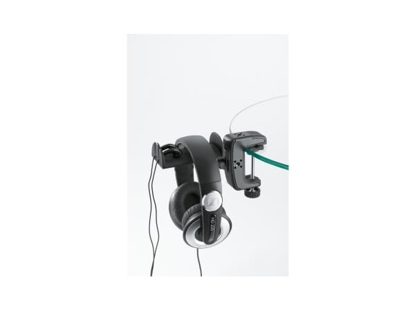 K&M 16085 - Monteringssett (skrivebordsklemmemontering, holder) - for 2 headphones / headsets - stål - svart