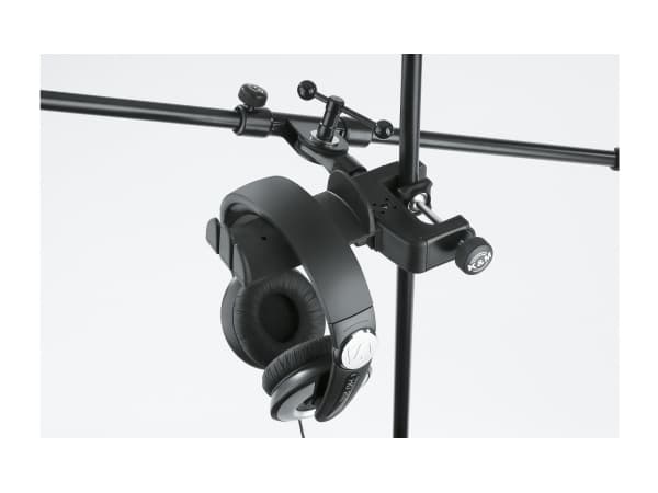 K&M 16085 - Monteringssett (skrivebordsklemmemontering, holder) - for 2 headphones / headsets - stål - svart