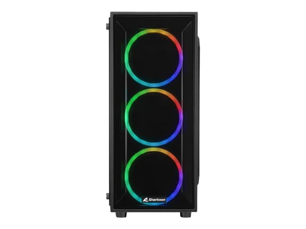Sharkoon TG4M RGB - ATX-hölje - utökad ATX - genomskinlig sidopanel (härdat glas) - ingen strömförsörjning - svart - USB/ljud