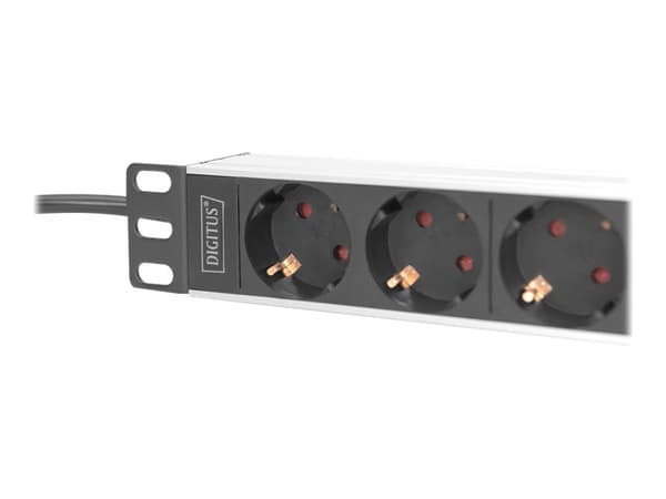 DIGITUS - Flerkoplingslist (kan monteres i rack) - AC 250 V - 4000 watt - inngang: CEE 7/4 - utgangskontakter: 4 (4 x strøm) - 1U - 10" - 2 m kabel