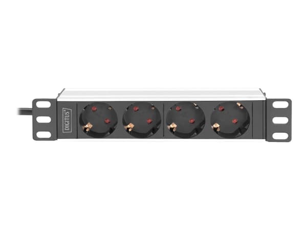 DIGITUS - Flerkoplingslist (kan monteres i rack) - AC 250 V - 4000 watt - inngang: CEE 7/4 - utgangskontakter: 4 (4 x strøm) - 1U - 10" - 2 m kabel