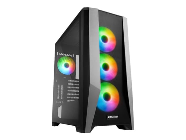 Sharkoon TG7M RGB - Tower - utökad ATX - genomskinlig sidopanel (härdat glas) - ingen strömförsörjning - USB/ljud