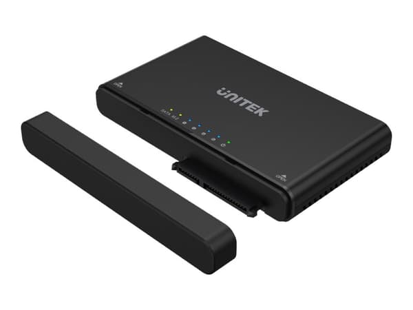 Unitek SolidForce+ - Lagringspakke - 2,5" / 3,5" delt, M.2 - SATA 6Gb/s / PCIe 3.0 x2 (NVMe) - USB 3.2 (Gen 2) - svart